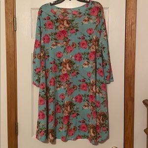 Teal Floral Dress
